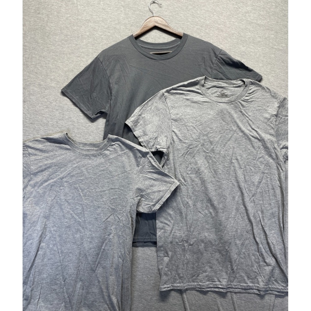 George T Shirt Mens Medium Heather Gray Cotton Short Sleeve Crew Neck Lot Of 3